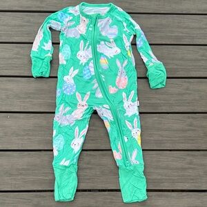3-6 month Little Sleepies Green Bunny Print Footie